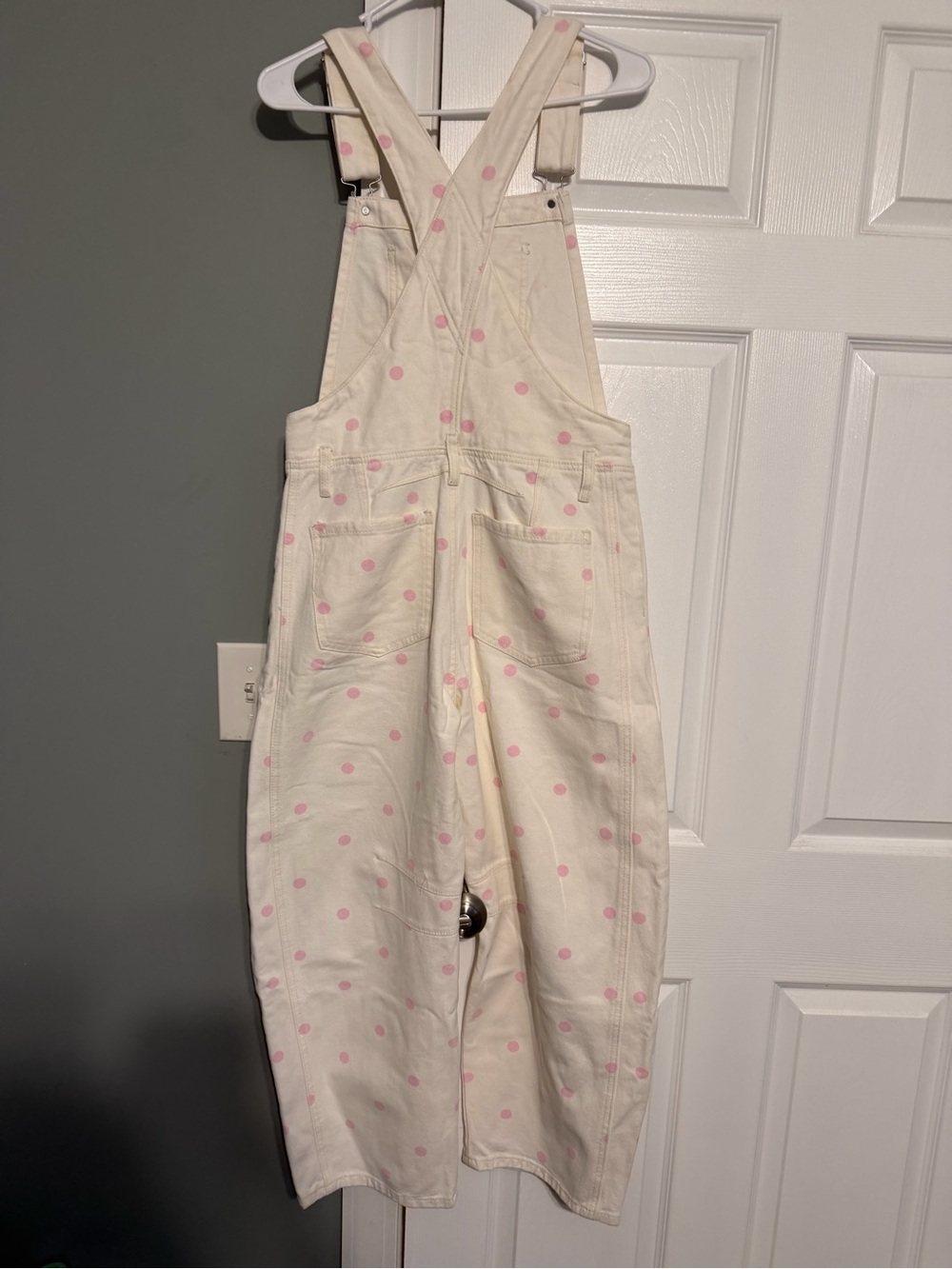Cream Pink Polka Dot Overalls - Vervet - Picture 2 of 4